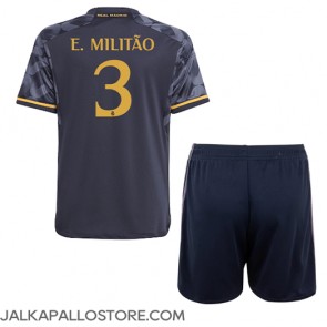 Real Madrid Eder Militao #3 Vieraspaita Lapsille 2023-24 Lyhythihainen (+ shortsit)